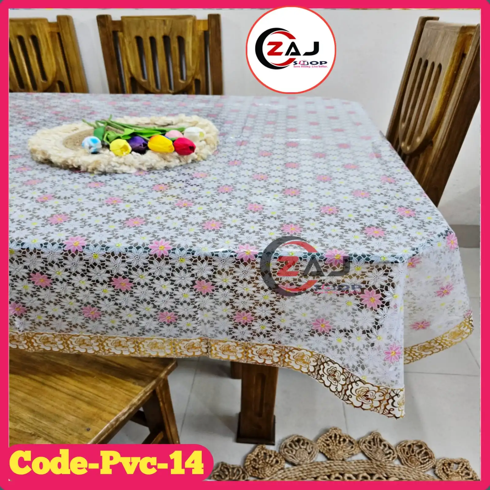 ৮ সিটের টেবিল কভার প্রিন্টেড স্বচ্ছ পরিষ্কার ওয়াটারপ্রুফ কোড - PVC 14